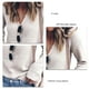 thumbnail image 4 of Suéter de punto Cuello en V Hombro caído Manga larga Color puro Suéter casual para mujer Blanco M, 4 of 5