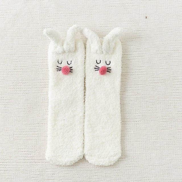 Chaussettes Blanches pour Femmes, Chaudes pour l'Hiver, en Crochet Corail