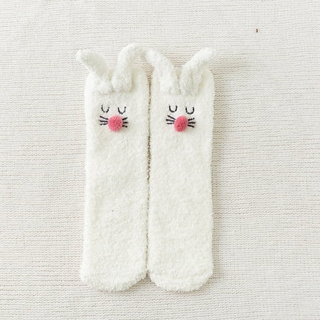 

Socks Clearance Women Causal Solid Winter Warm Leg Warmers Coral Fleece Crochet Socks White Y11