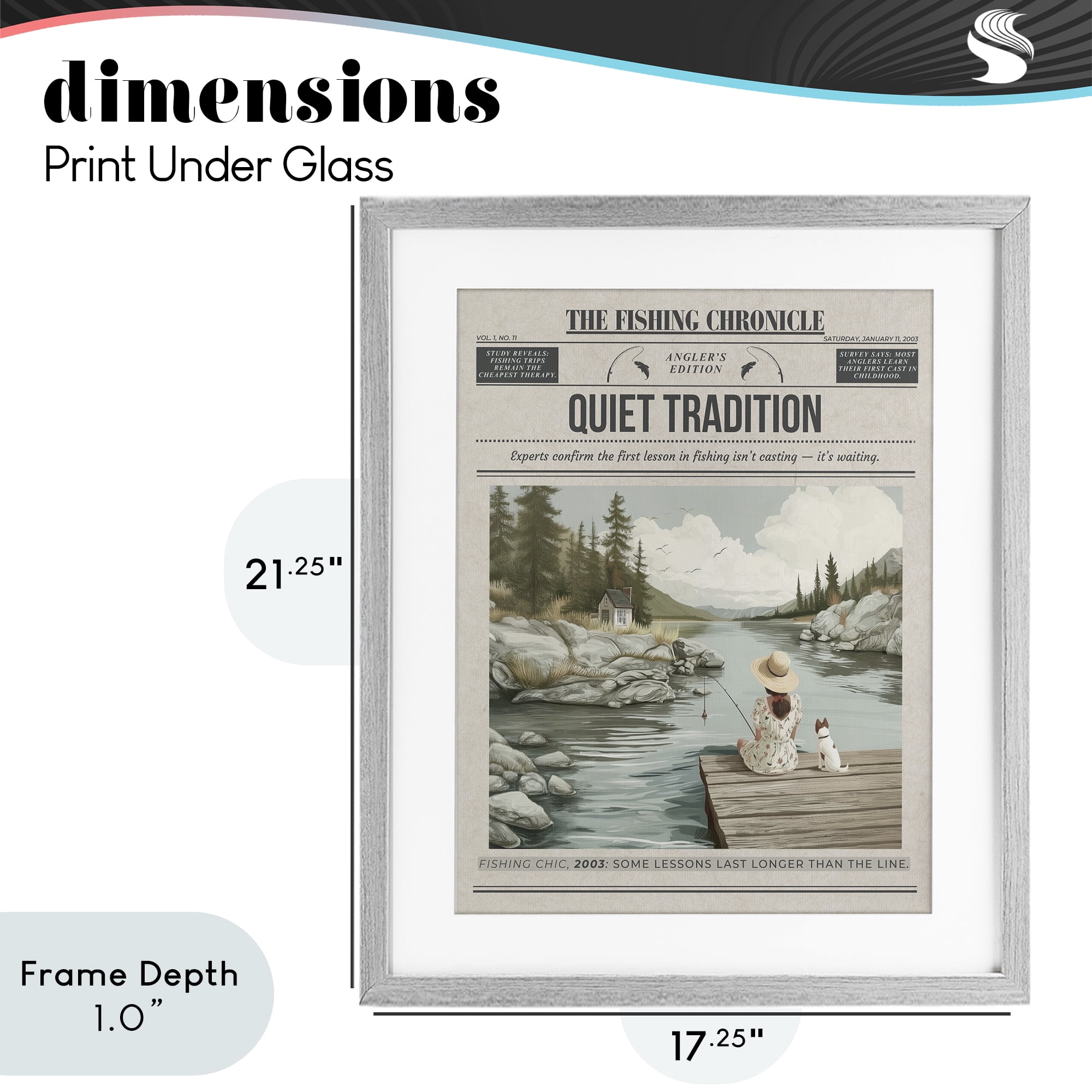 Stupell Industries Fishing Chronicle Magazine Gray Framed Print Under Glass, design by A Barefoot Stylist