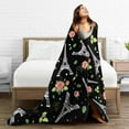 thumbnail image 6 of Paris Eiffel Tower and Roses Flowers (Black) Throw Blanket Ultra Soft Warm All Season Valentine''s Day Decorative Fleece Blankets for Bed Chair Car Sofa Couch Bedroom 50"X40", 6 of 6
