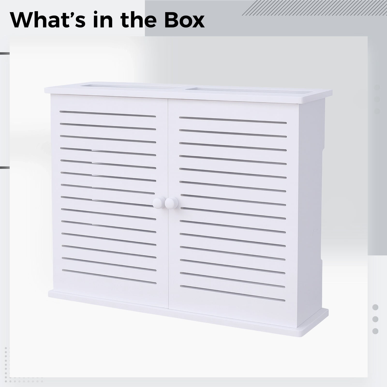 WiFi Router Box Hider, Wall Mount, 18.9 x 12.4 x 4.3 in / 48 x 31.5 x 11 cm, Multimedia Storage Box with Double-Layer Louvered Door, Router Shelf Wall Mount, Cord Hider, White
