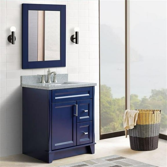 Bellaterra Home 400700-31-BU-GYR 31 in. Single Rectangle Sink Vanity with Granite Top, Blue & Gray