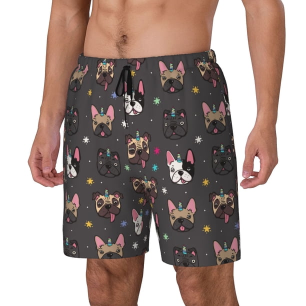 Fotbe French Bulldogs Traje de Baño para Hombre – Shorts de Natación de Secado Rápido con Forro y Bolsillos-XX-Large