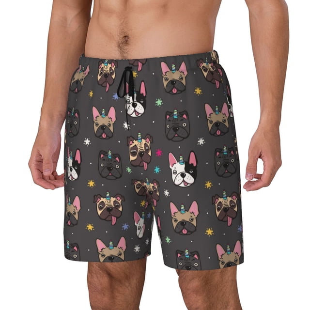 Fotbe French Bulldogs Traje de Baño para Hombre – Shorts de Natación de Secado Rápido con Forro y Bolsillos-Large