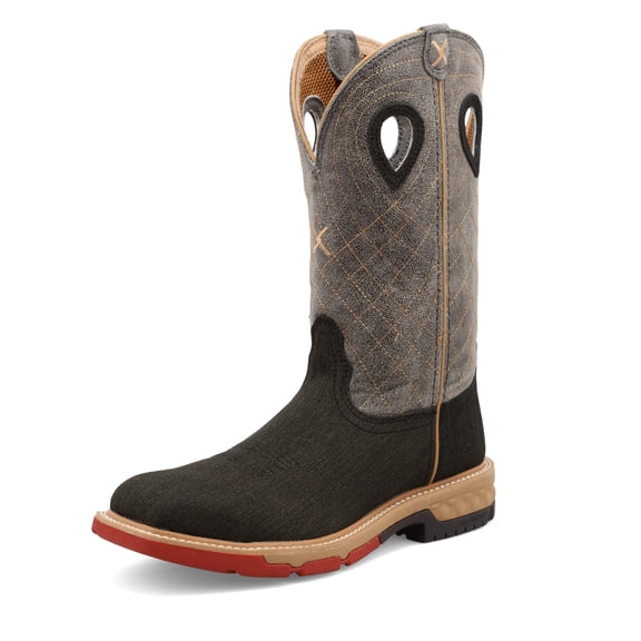 TWISTED X Male 12" Alloy Toe CellStretch Rubberized Brown/Gray Western Work Boots, Size: 8.5, Width: D