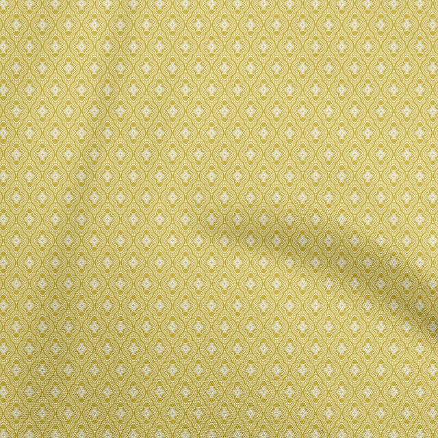 oneOone Cotton Jersey Yellow Fabric Asian Block Tile Craft Projects Decor Fabric Printed By The Yard 58 Inch Wide