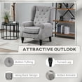 thumbnail image 6 of HOMCOM Grey Button-Tufted Accent Chair - Wingback Fabric Armchair for Living Room/Bedroom. Comfortable Padded Seat, Wood Legs. 29"W x 33"D x 40"H., 6 of 10