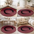 thumbnail image 4 of Round Area Rugs 3.3Ft, Red Striped Non-Slip Washable Circle Rugs Carpet, Black Geometric Vintage Stripes Ombre Indoor Outdoor Rug Floor Mats Throw Runner for Bedroom Living Room Bathroom, 4 of 8