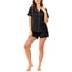 thumbnail image 2 of Conjuntos de pijama para mujer INSPIRE CHIC, camiseta de manga corta con botones y pantalones cortos, conjuntos de lounge, color negro, 2 of 6