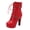 Red, variant on Women's Lace up Combat Ankle Boots Belt Buckle High Chunky Heel Fashion Heeled Booties Shoes Black 7.5(40)