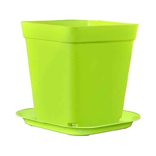 Inteprter Maceta cuadrada Color caramelo Macetas Orificio de drenaje Jardinería Horticultura Maceta con bandeja Jardín Balcón Jardín y Patio Verde