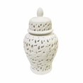 thumbnail image 1 of Benzara BM159473 Exquise Pot de Temple en Céramique Percée&44; Blanc, 1 of 1