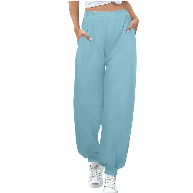 Posijego Pantalon de Survêtement pour Femme à Bas Resserré, Joggers de Sport, Taille Élastique, Couleur Unie, Pantalon de Course