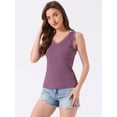 thumbnail image 2 of DARING DIVA Lace Trim Tank V Neck Sleeveless Undershirt M Purple, 2 of 7