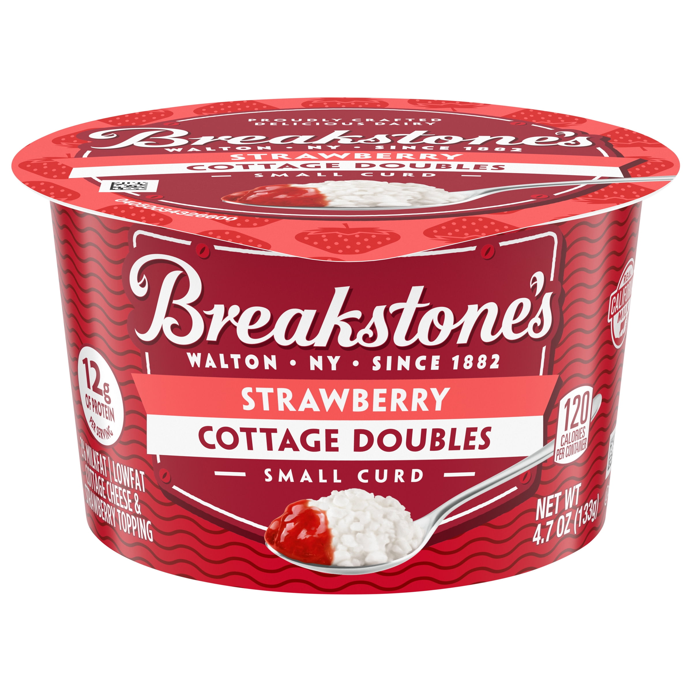Breakstone's Cottage Doubles Lowfat Cottage Cheese & Strawberry Topping with 2% Milkfat, 4.7 oz Cup