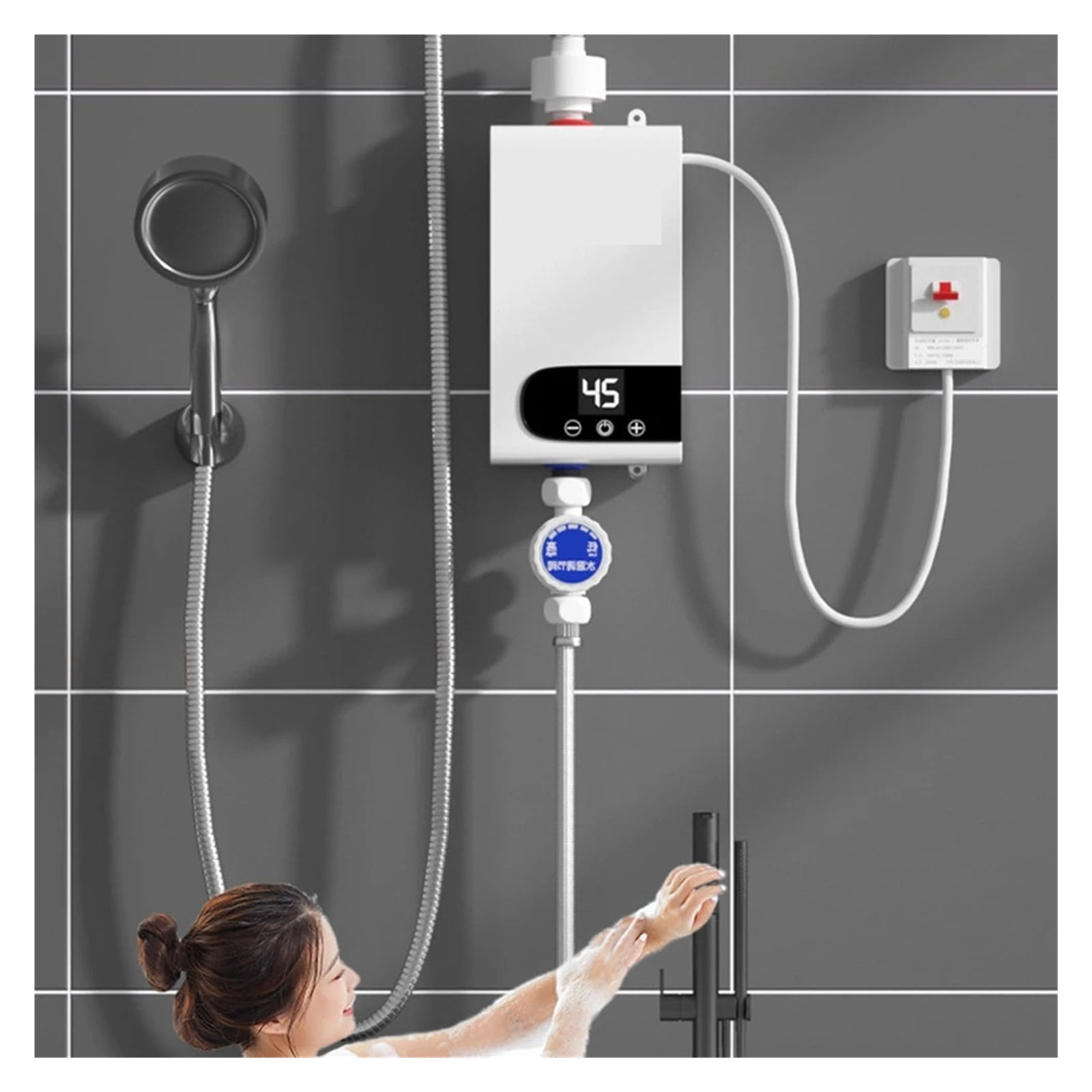 Instant Water Heater Shower Bathroom Faucet Hot Water Heater 3500W Digital Display ,Compact Design
