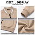 thumbnail image 7 of Vxararl Men Winter Bomber Windbreaker Jacket, Full Zip Baseball Collar Varsity Casual Long Sleeve Outer Coat with Side Hand Pockets for Commuting Travel Outdoor Daily Wear Khaki XL, 7 of 7
