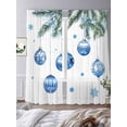 thumbnail image 2 of Blue Christmas Balls Sheer Curtains 96 Inch Length 2 Panels Set, Xmas Botanical Snowflake Voile Window Treatment Semi Sheer Long Curtains Drapes for Bedroom/Living Room/Kitchen 52"x96"x2, 2 of 7