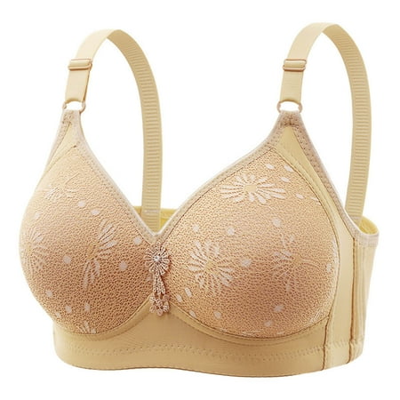 LYEAA Push up Bras for Women Plus Size Lace Wireless Daily Bras Wirefree Adjustable Strap Lift Soft Bralette No Wire Breathable Comfort Sleeping Bras Brown 2XL