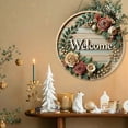 thumbnail image 4 of Wooden Door Decoration, Wreath Wall Hanging, Multicolor 20x20cm Circular Sign for Home, Durable Holiday Front Door Ornament, 4 of 6