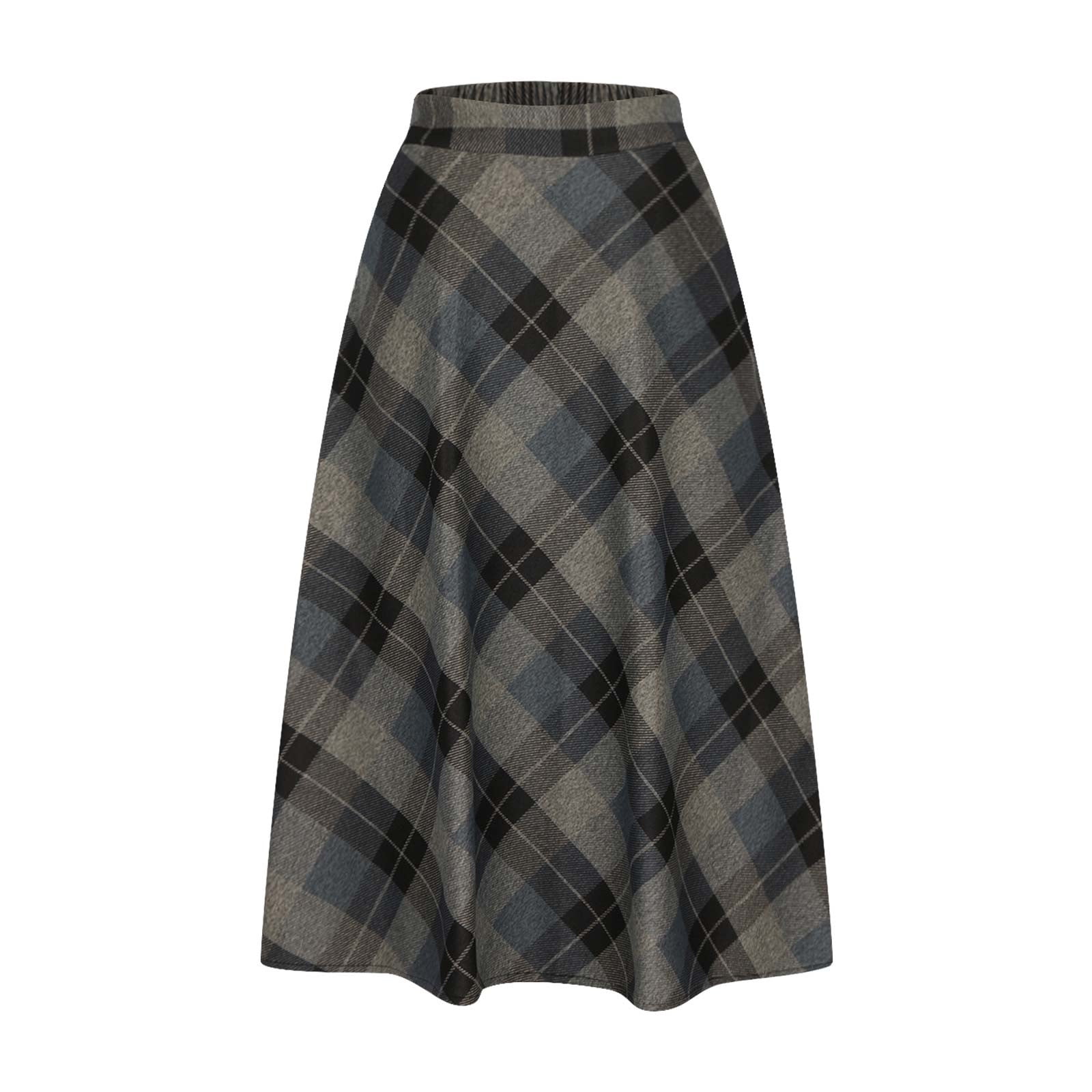 Cavosen Women Casual Summer Skirts Midi Calf Length Skirts Woolen Pencil Skirts High Waist Plaid Summer Skirts Vintage Retro Loose Dress Athletic Beachwear Resortwear Gray 3XL