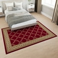thumbnail image 4 of Ottomanson Trellis Area Rug 5' x 6'6" - Non Slip Low Pile Carpet, Burgundy Red, 4 of 8