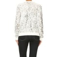 thumbnail image 2 of Womens Long Sleeve Sequin Front Zip Jacket Long Sleeve Ribbed Cuffs Outerwear Tops, 2 of 5