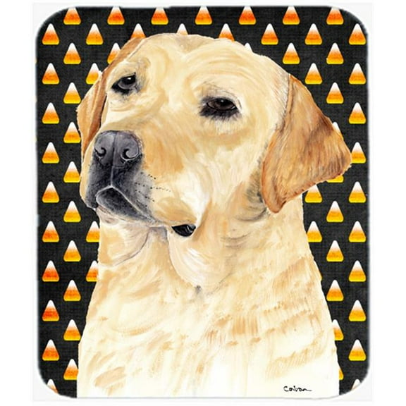 Labrador Yellow Candy Corn Halloween Portrait Mouse Pad, Hot Pad or Trivet