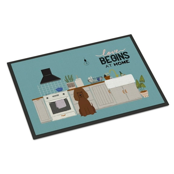 Irish Water Spaniel Kitchen Scene Indoor or Outdoor Mat 18x27 CK7767MAT