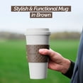 thumbnail image 2 of Copco Acadia 16 oz Reusable To-Go Travel Mug - BPA-Free Insulated Coffee Cup with Double-Wall Insulation, Spill-Proof Lid & Non-Slip Rubber Grip - Microwave & Dishwasher Safe (White/Brown), 2 of 7