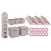 Delta Children Nursery Storage 48 Piece Set - Easy Storage/Organization Solution - Keeps Bedroom, Nursery & Closet Clean, Pink Polka Dots
