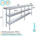 thumbnail image 3 of AmGood 18 in. x 96 in. Stainless Steel Table with Two Undershelves | Metal Utility Kitchen Prep Work Table | NSF, 3 of 9