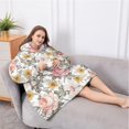 thumbnail image 5 of Oversized Wearable Blanket Hoodie,Pioneer Flower Floral Print Pattern Sherpa Blanket Hoodie with Super Pockets,Super Warm Fuzzy Pullover for Women & Men, 5 of 6