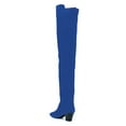 thumbnail image 3 of YDN Women Sexy Closed Pointed Toe Over The Knee Boots Stretchy Block Low Heels Pull On Long Boots Dress Winter Shoes Size 13 Blue, 3 of 4