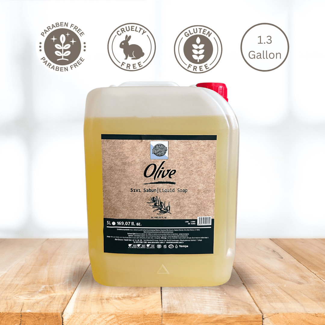 Roomsium Olive Liquid Hand Soap Refill, 1.3 Gallons (5 Liters) – Paraben-Free, Gentle, Moisturizing, Olive Blossom Scent