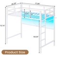thumbnail image 2 of Heavy Duty Metal Loft Bed Twin Size with Stairs & LED Lights for Adults, Twin Loft Bed Frame with Full-Length Guardrail & Clothes Rack for Bedroom, No Box Spring Needed, White, 2 of 9