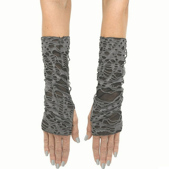 Blk Gry Tatter Long Mitts Adl