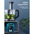 thumbnail image 4 of Food Processor & Vegetable Chopper with 12 Cup Large Mixing Bowl, 3 Speeds and Pulse Function, 600W-Watt Base and 3 Dough Blade for Slicing, Shredding and Mincing, Silver, 4 of 8