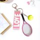 thumbnail image 1 of Llaveros con forma raqueta tenis para bolsos, ideales para familiares, amigos y aficionados . Regalo para Valentín. Rosa, 1 of 8