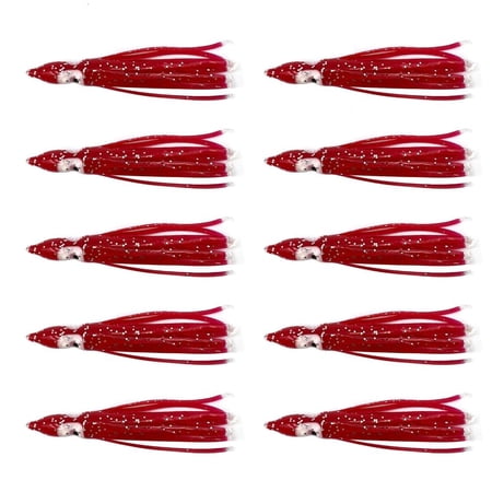 Yammee 10PCS Soft Rubber Luminous Shrimp Fishing Lures Squid Jig Baits Noctilucent