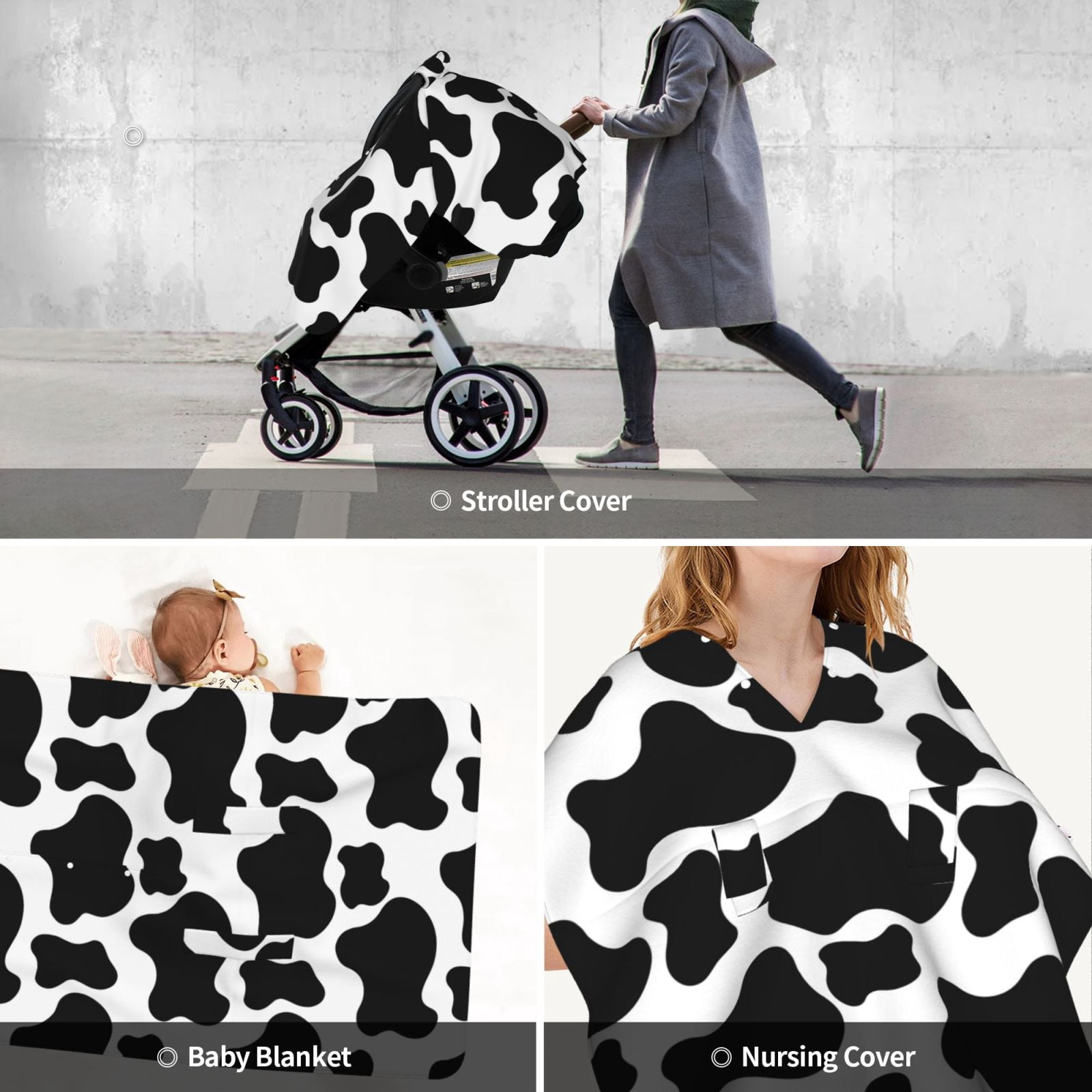 Car Seat Cover Baby - cow spots pattern Breathable Infant Car Seat Cover for Baby Carseat, Lightweight Comfort Baby Essentials Must Haves Newborn Stuff for Girl Boy