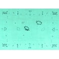 thumbnail image 1 of Ahgly Company Machine Washable Indoor Rectangle Oriental Turquoise Blue Traditional Area Rugs, 4' x 6', 1 of 4