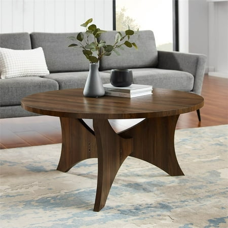 Mid Century 3 Leg Round Coffee Table, 36 In Light Brown Medium Round Wood Coffee Table