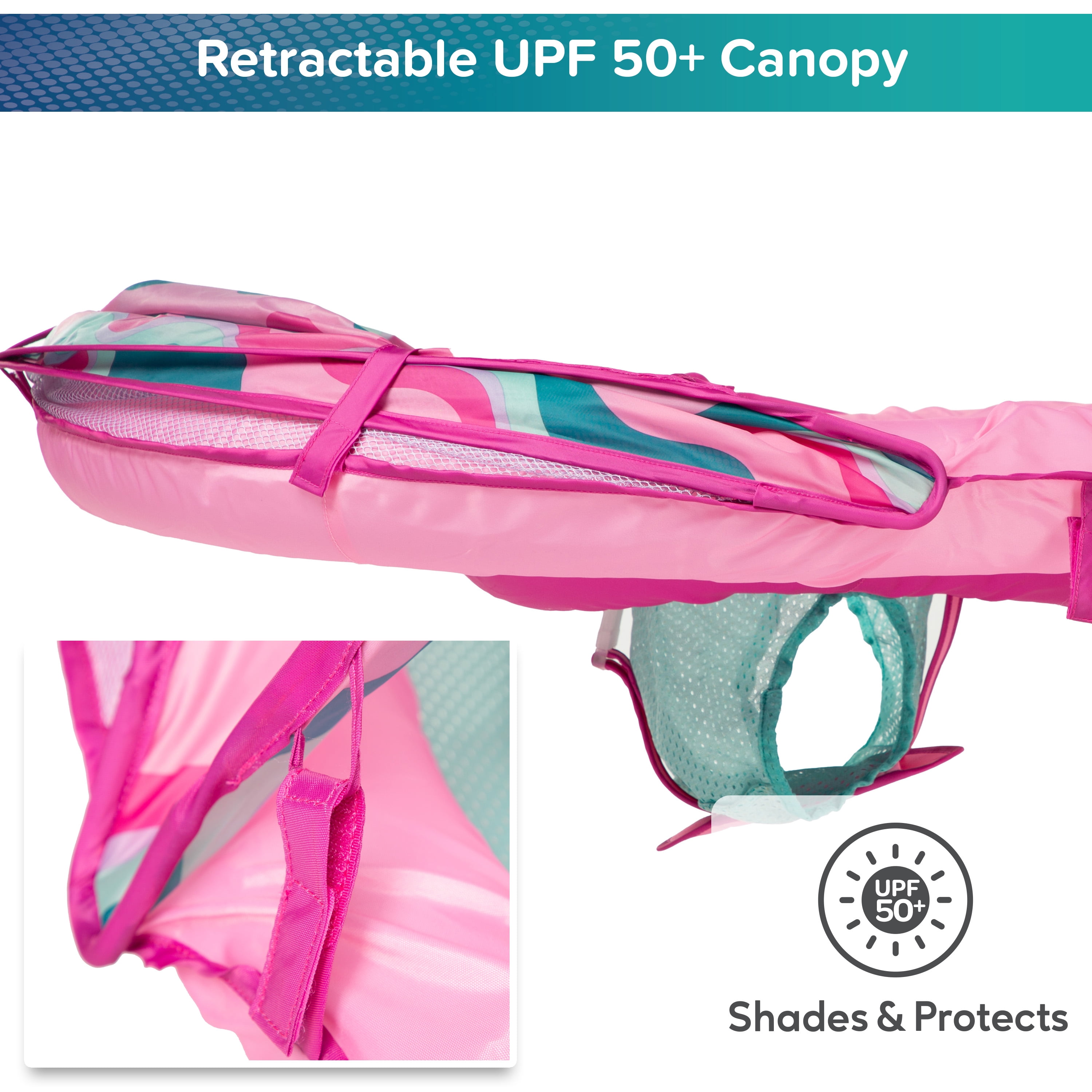 Aqua SwimSchool Grow-with-Me BabyBoat Pool Float for Infants 6-24 Months, Pink