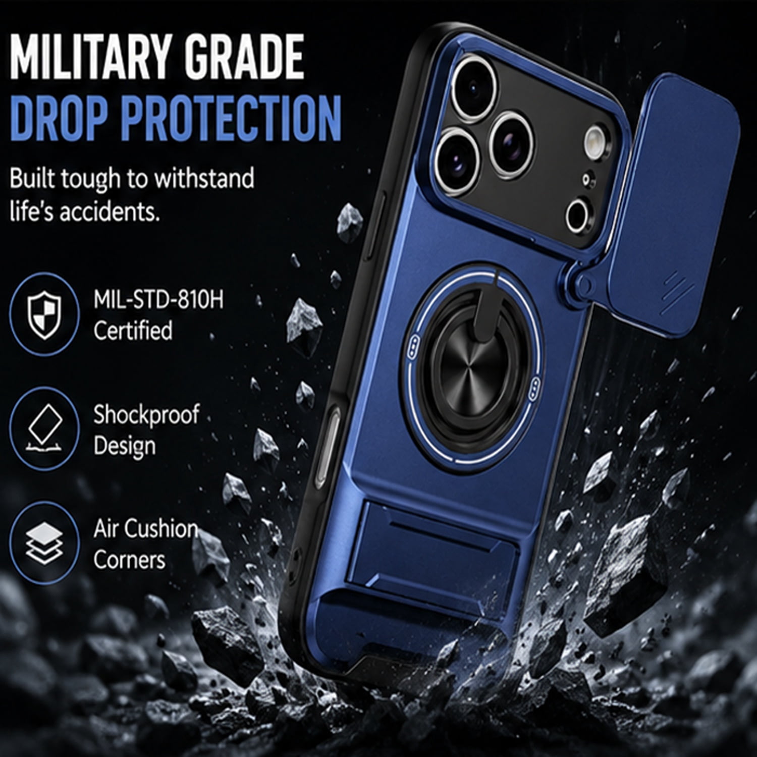All-In-One Rugged Case for iPhone 17 Pro - Dark Blue
