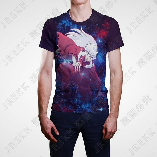 Camiseta Inuyasha Mujeres Manga Corta Verano Streetwear Moda 3D Hombres Impresión Tops Dibujos Animados Anime Tee