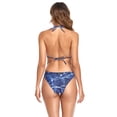 thumbnail image 5 of Trajes de baño con cuello halter y estampado floral de bikini dividido de 3 piezas con falda de playa cubierta de malla Azul oscuro L, 5 of 5