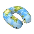 thumbnail image 2 of Travel Pillow Memory Foam, Head Neck Support Airplane Pillow For Traveling, Car, Home, Travel Neck Flight Pillow 12 Inches Cute Sitting Frog, 2 of 8