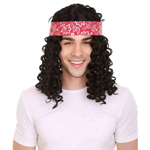 HPO Adult Men's Sportsman Wig | Black With Band | Premium Breathable Capless Cap, Synthetic Fiber